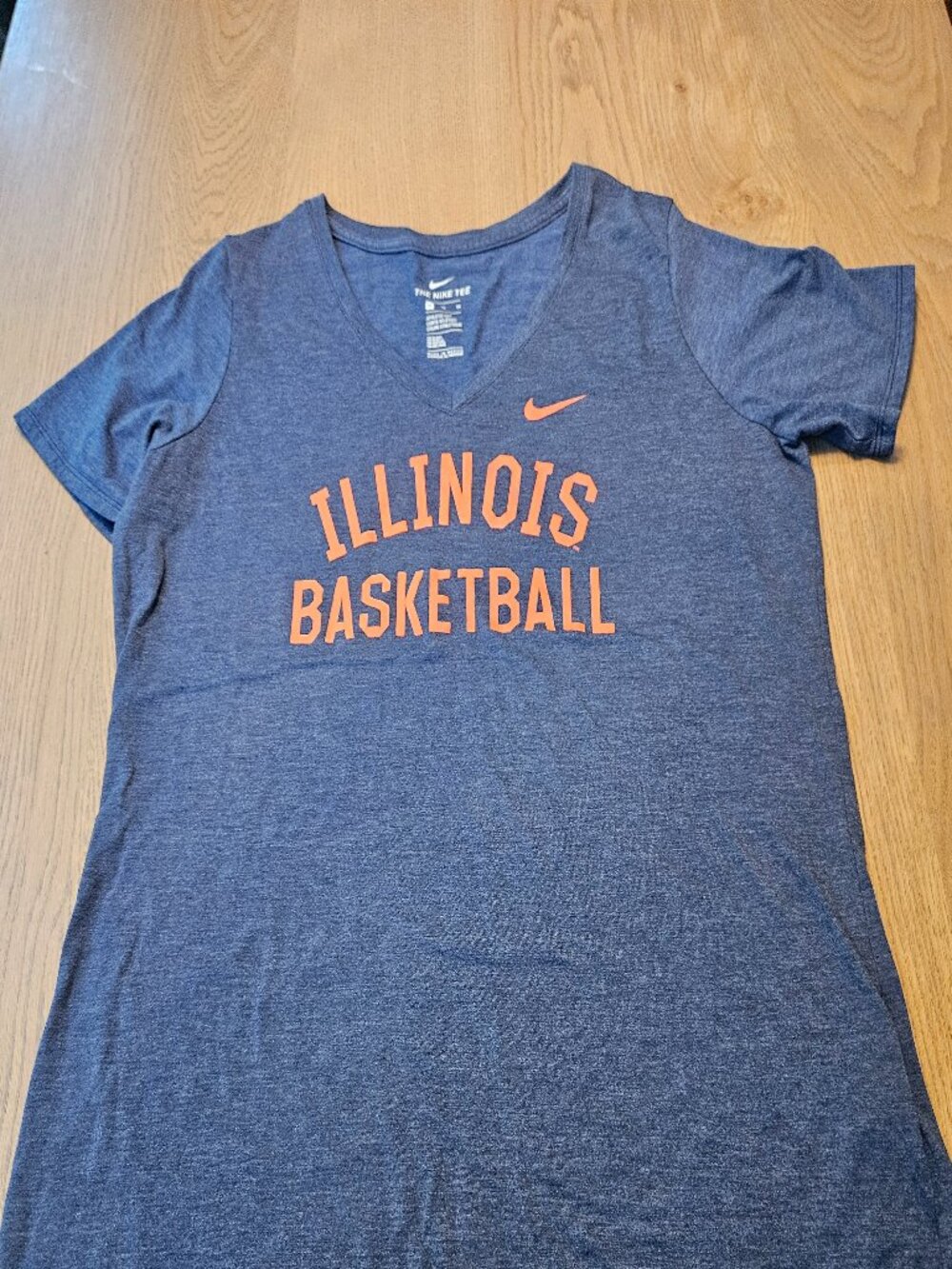 Nike Illinois Fighting Illini Basketball Tee Navy Orange Tri-Blend Women's XL